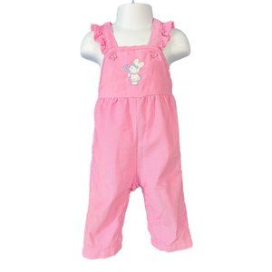 Healthtex Romper Overalls 12 Months Pink Corduroy Vintage 1980s Made in USA